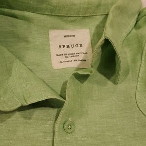 Spruce green linen long sleeve shirt medium